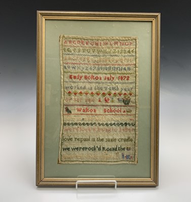 Lot 2813 - A Victorian sampler by Emily Bolton, 'worked...