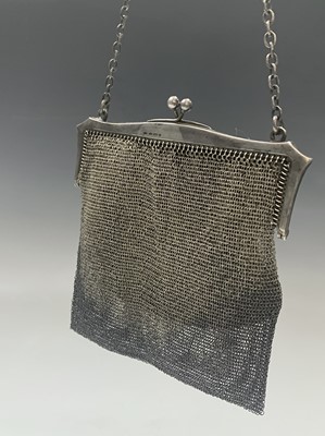 Lot 44 - A silver mesh purse 5.5oz and two...
