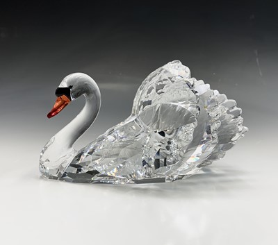 Lot 235 - A Swarovski Crystal large swan ornament,...