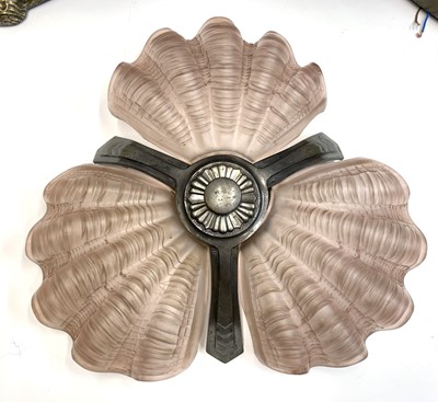 Lot 675 - An Art Deco period three-piece light garniture,...