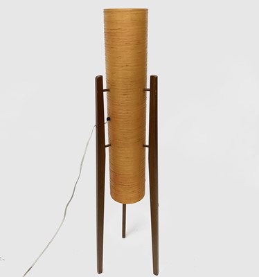 Lot 582 - A 1970s teak "rocket" floor standing lamp,...