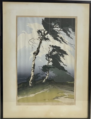 Lot 1227 - Oscar DROEGE (1898-1982) Hilltop Pines Woodcut...