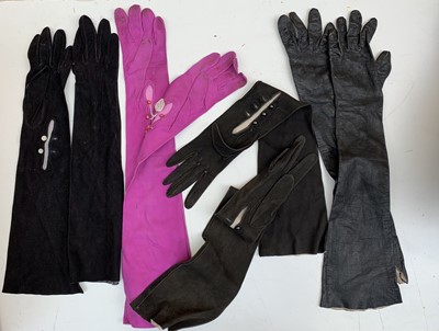 Lot 2822 - 4 pairs of leather and suede long evening...