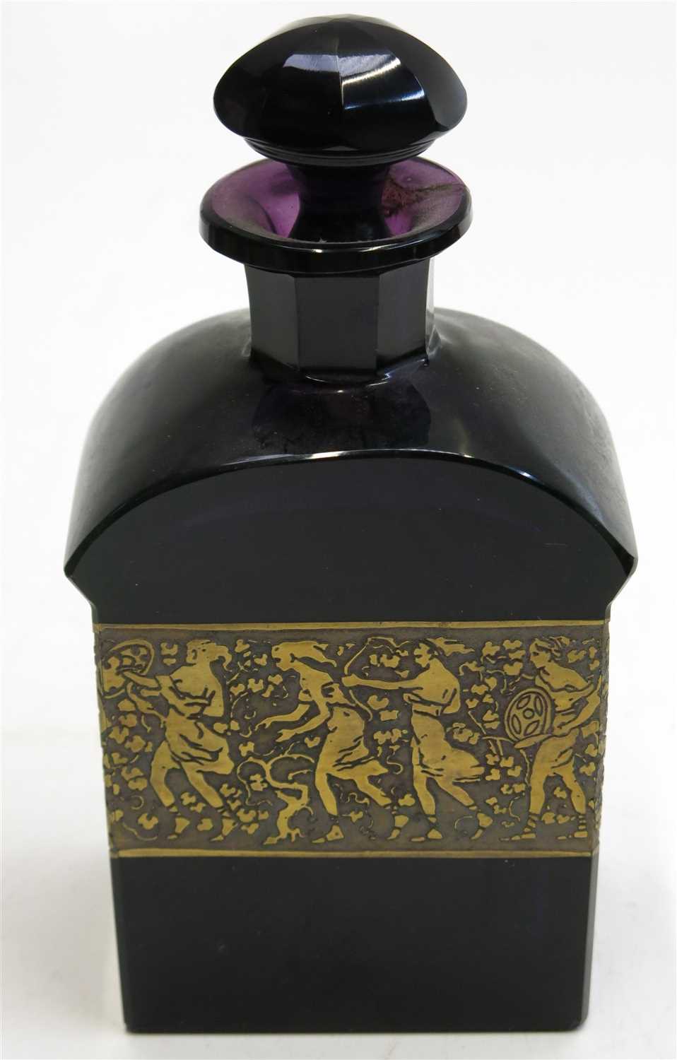 Lot 991 - A Moser purple glass scent bottle decorated...