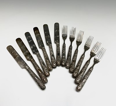 Lot 46 - A set of six Chinese silver dessert knives and...