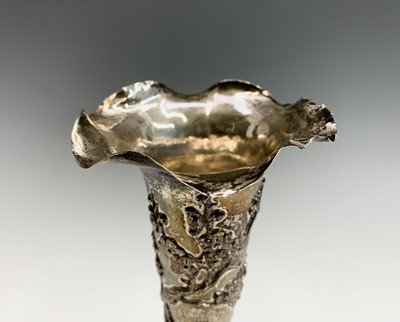 Lot 31 - A Chinese silver spill vase, with a flared rim,...