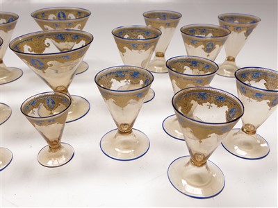 Lot 998 - A suite of Edwardian Venetian drinking glasses...