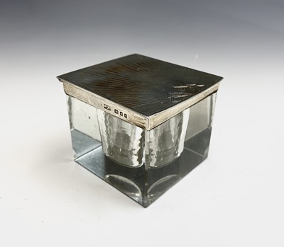 Lot 117 - A cut square glass inkwell with heavy art deco...