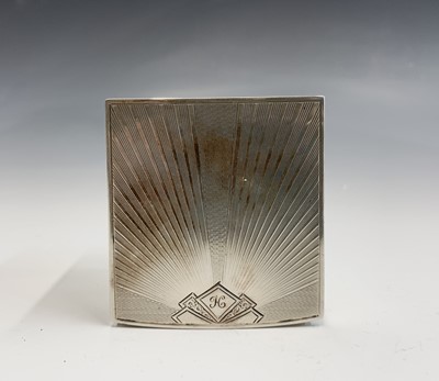 Lot 117 - A cut square glass inkwell with heavy art deco...