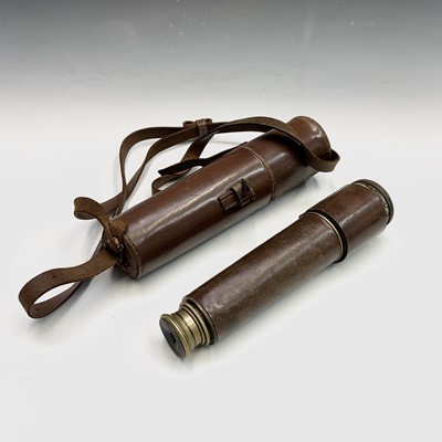 Lot 603 - A military three draw brass telescope, stamped...