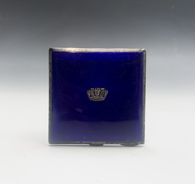 Lot 424 - A silver and blue enamel compact by John...