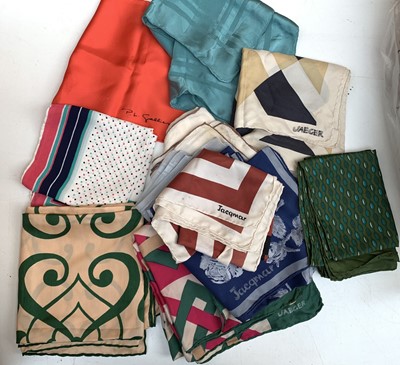 Lot 2823 - Silk scarves and others. Four Jaeger, four...