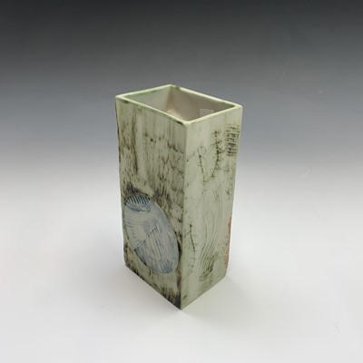 Lot 1102 - A Carn pottery rectangular slab sided vase of...