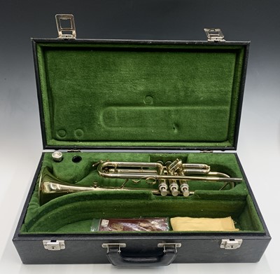 Lot 42 - A German B & S Sonora brass trumpet, number...