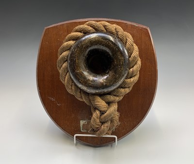 Lot 707 - A nautical ship's deadeye, on shield mount,...