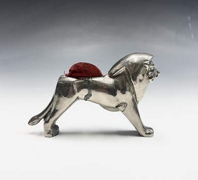 Lot 88 - A silver plated Wembley Lion pin cushion.