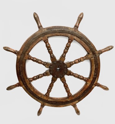 Lot 697 - A hardwood eight-spoke ship's wheel, circa...