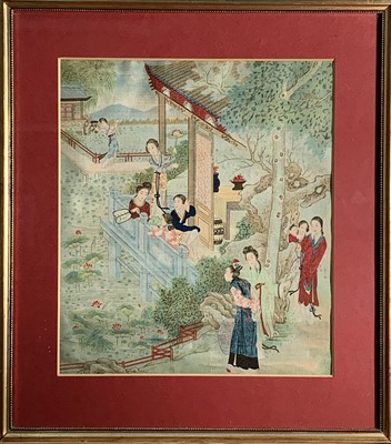 Lot 141 - A Chinese painting on silk, with mutiple...