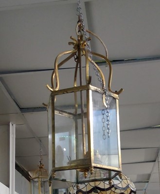 Lot 414 - A Georgian design brass finish hall lantern of...