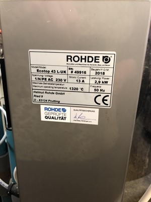 Lot 3248 - A Rohde Ecotop stainless steel electric kiln,...
