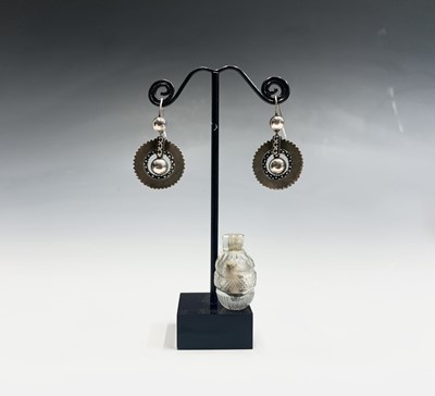 Lot 403 - A pair of Victorian silver revivalist earrings...