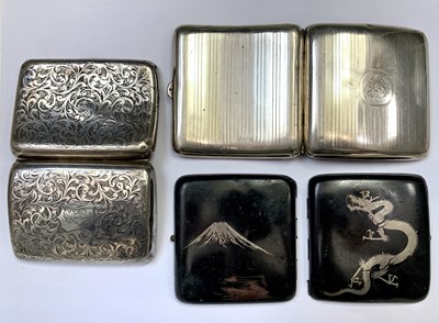 Lot 488 - Two silver cigarette cases, 7.6oz and a...