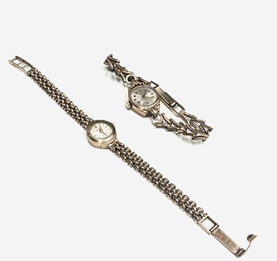 Lot 812 - Two ladies 9ct gold cased wristwatches, each...