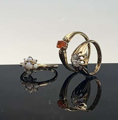 Lot 383 - Three 9ct gold rings.