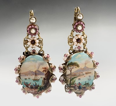 Lot 764 - A pair of miniature hand-painted Bay of Naples...