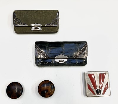 Lot 211 - Two silver-mounted purses, an Art Deco compact...