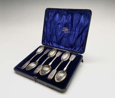 Lot 460 - A set of six Victorian silver fiddle pattern...