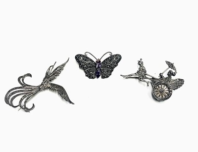 Lot 397 - Three marcasite brooches