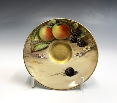 Lot 803 - A Royal Worcester fruit painted miniature cup...