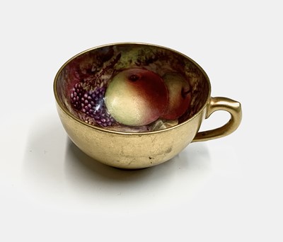 Lot 803 - A Royal Worcester fruit painted miniature cup...