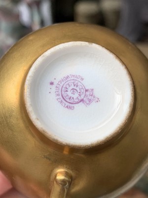 Lot 803 - A Royal Worcester fruit painted miniature cup...