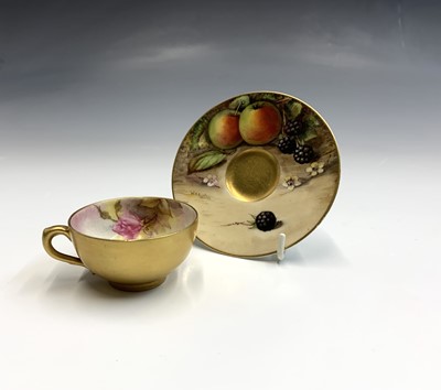 Lot 803 - A Royal Worcester fruit painted miniature cup...