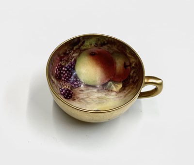 Lot 803 - A Royal Worcester fruit painted miniature cup...