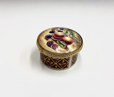 Lot 804 - A Royal Worcester fruit painted trinket box...