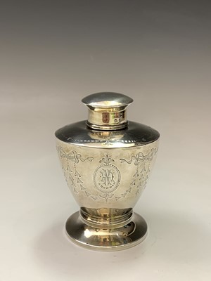 Lot 66 - A silver vase shape tea caddy by George Unite...