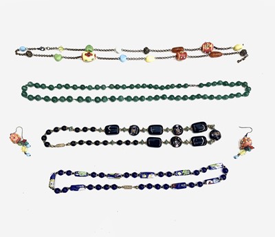 Lot 323 - Venetian glass necklaces and earrings and a...