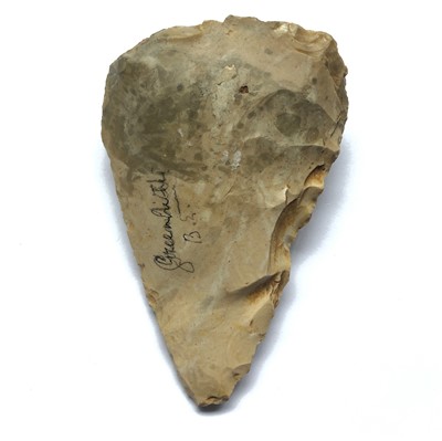 Lot 350 - Lower Paleolithic triangular hand axe chert?,...