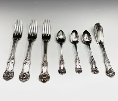 Lot 100 - Victorian Kings Pattern cutlery including a...