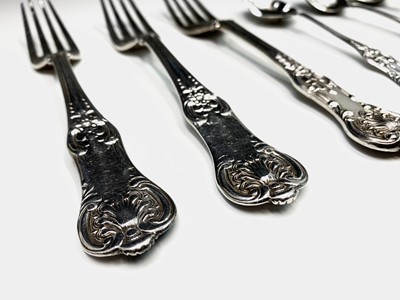 Lot 100 - Victorian Kings Pattern cutlery including a...