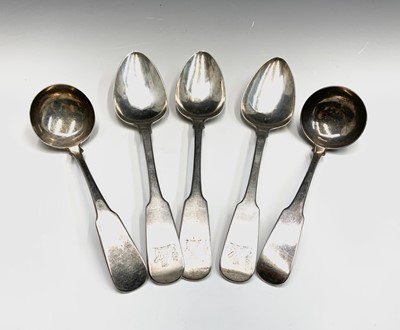 Lot 13 - Three Exeter fiddle pattern tablespoons by...