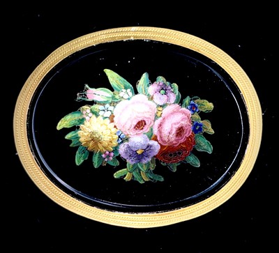 Lot 694 - An exquisite revivalist floral micromosaic...