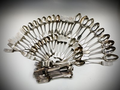 Lot 53 - A harlequin fiddle pattern silver canteen...
