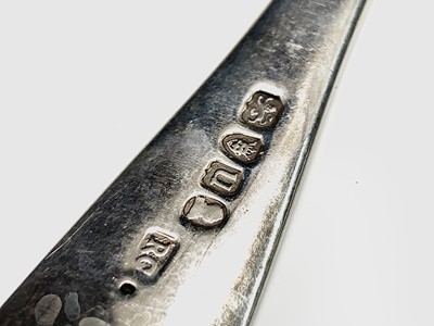 Lot 86 - A silver Hester Bateman bright-cut tablespoon...