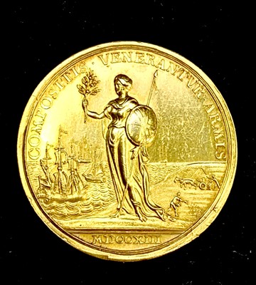 Lot 356 - Peace of Utrecht 1713 gold medal by J.Croker...