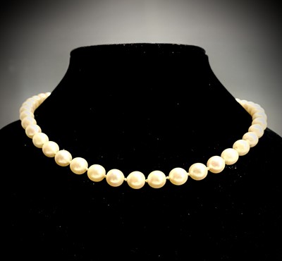 Lot 751 - A necklace of 45 pearls all between 7 & 8mm...