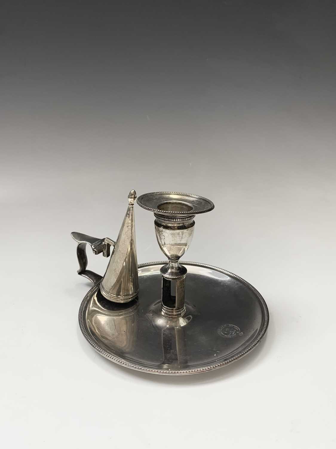 Lot 1083 - A George III silver chamber stick with snuffer...